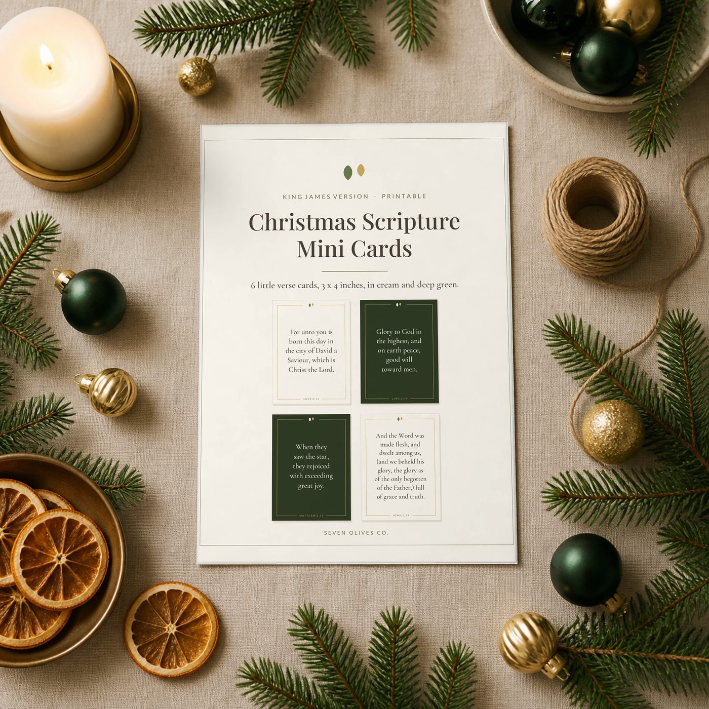 Christmas Scripture Mini Cards printable, page preview 1
