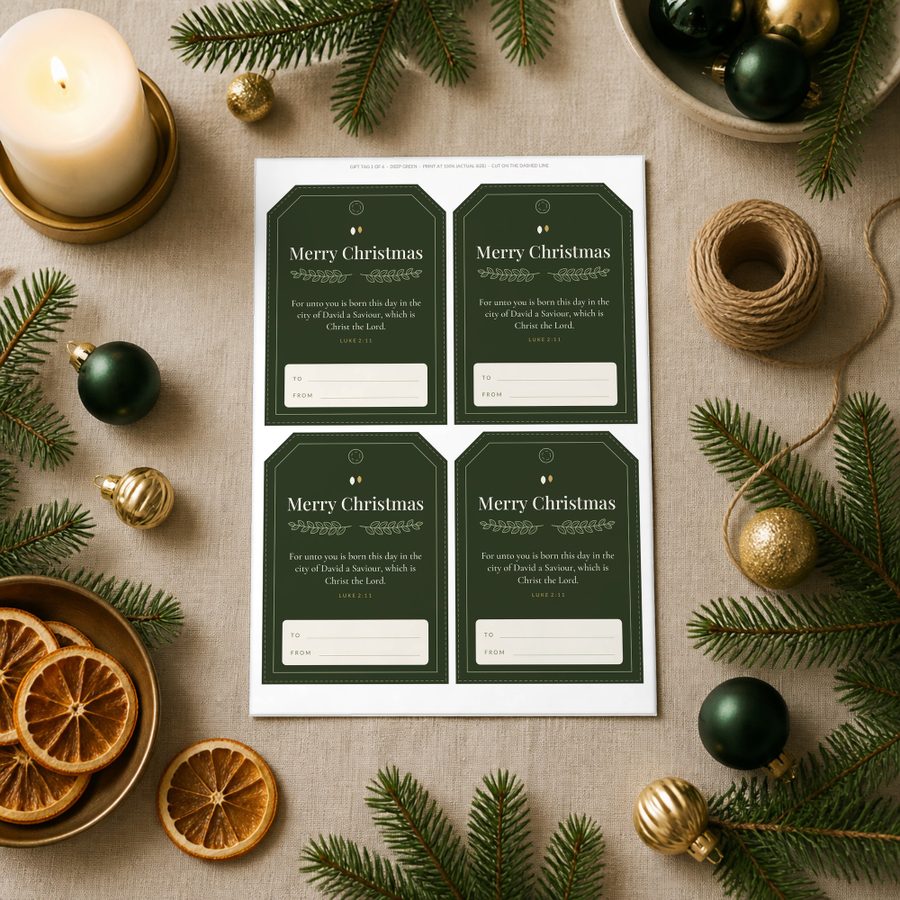Christmas Scripture Gift Tags and Cards printable, page preview 1