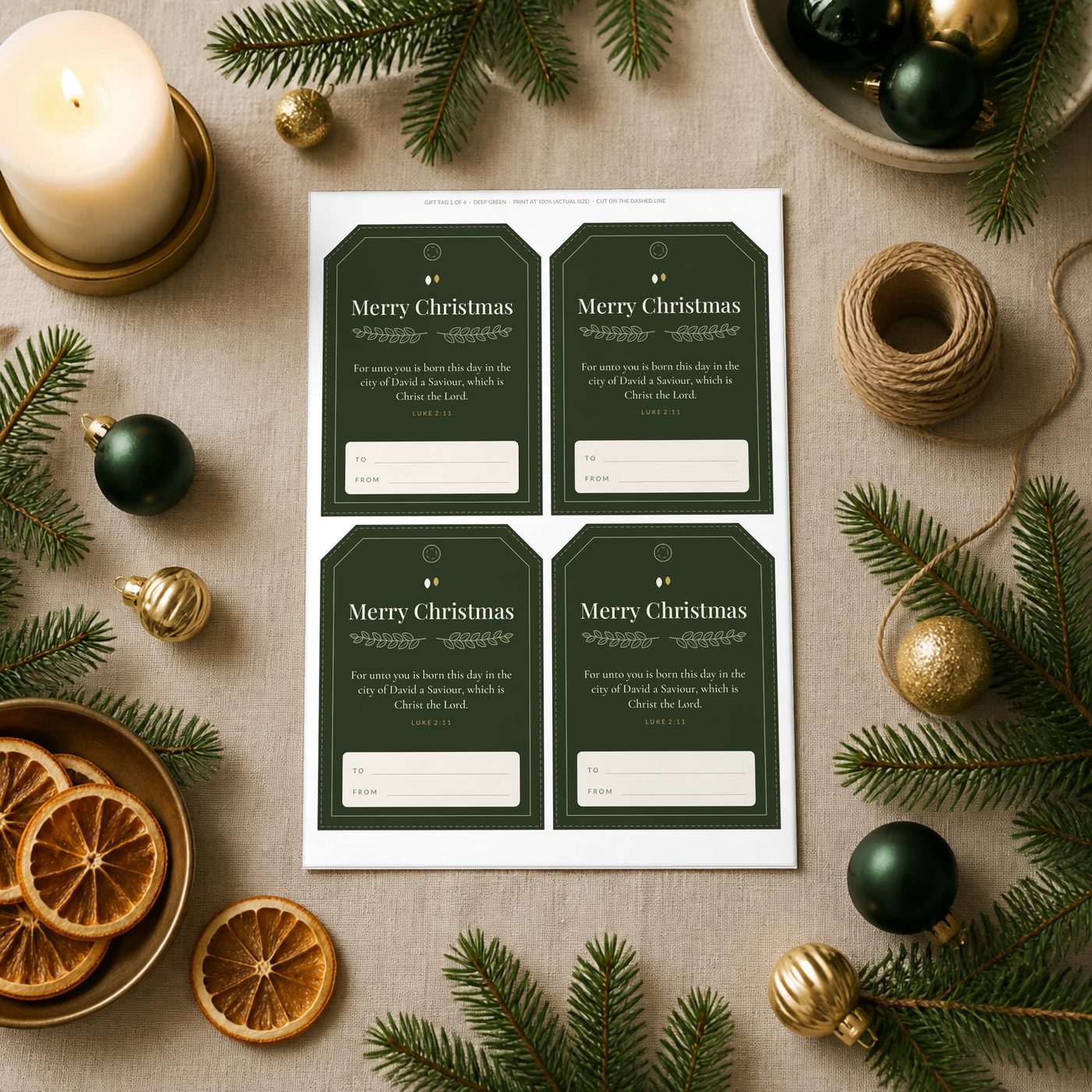Christmas Scripture Gift Tags and Cards printable, page preview 1