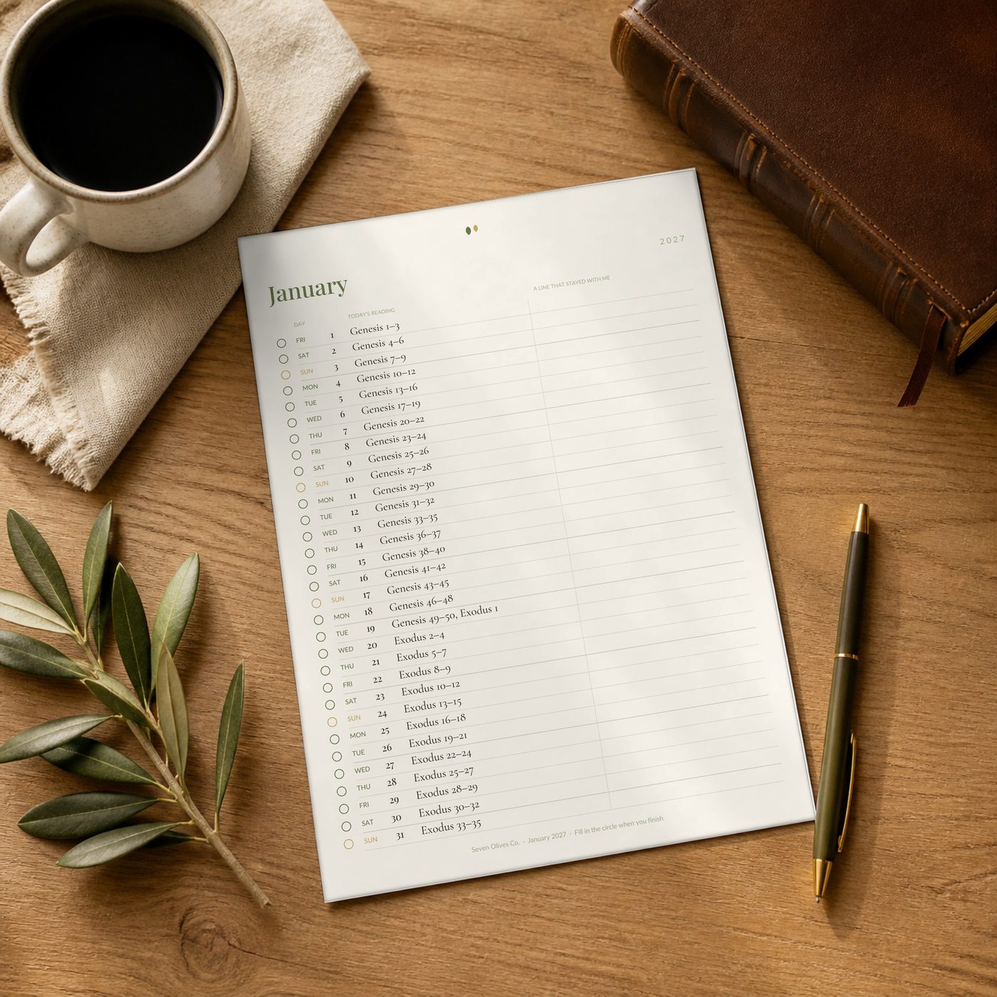 2027 Bible Reading Plan printable, page preview 1