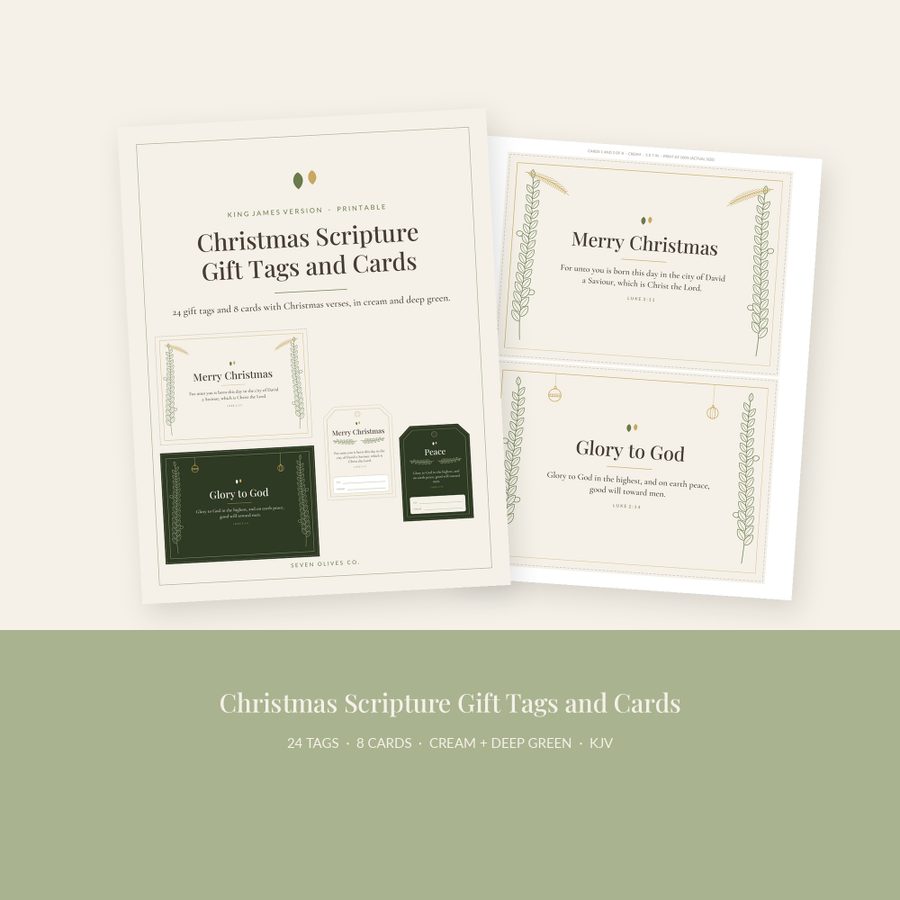 Christmas Scripture Gift Tags and Cards printable, page preview 2